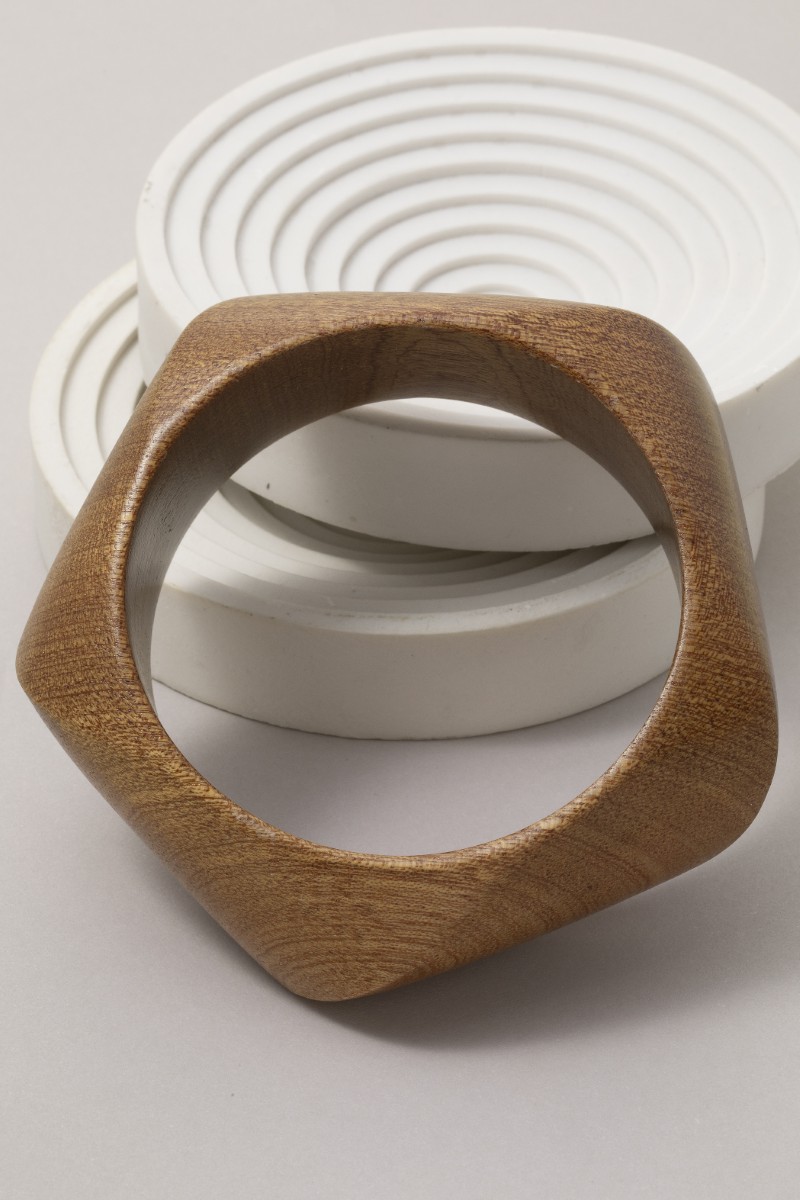 Pentagon Shape Wooden Bangle Bracelet