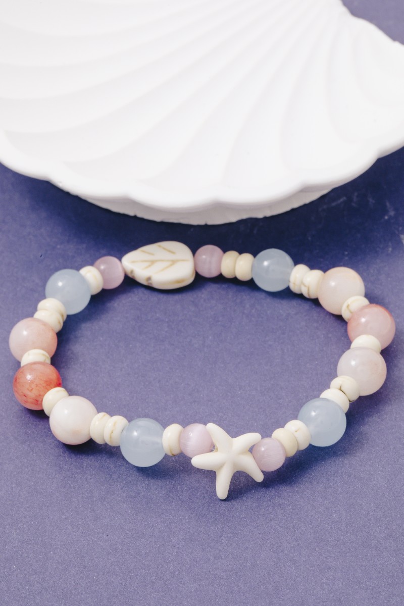 Starfish And Leaf Beaded Bracelet