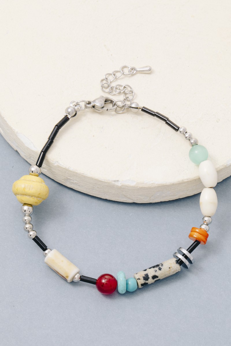 Assorted Mix Beads Adjustable Chain Bracelet
