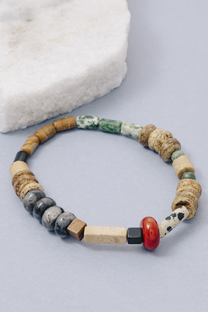 Geometric Mixed Beads Stretch Bracelet