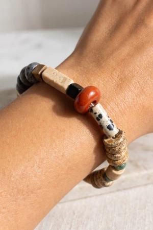Geometric Mixed Beads Stretch Bracelet