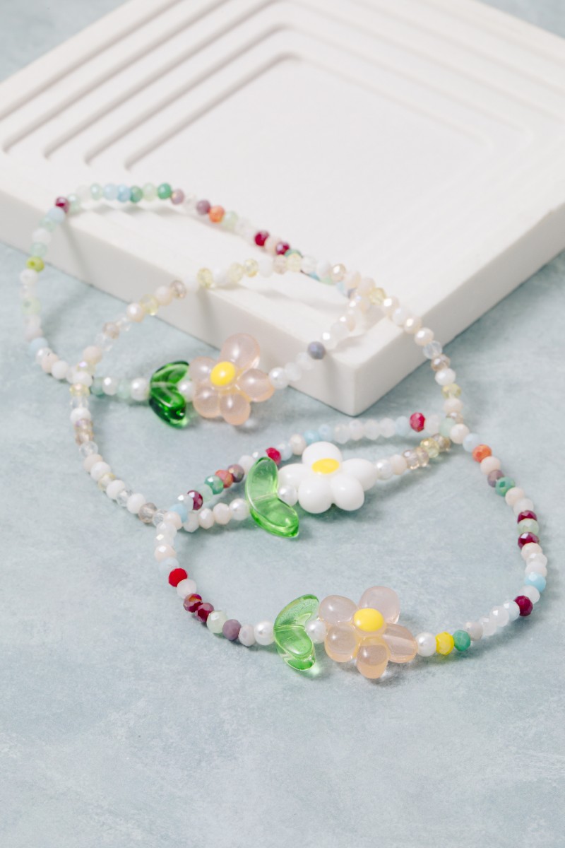 Multi Flower Beads Bracelet 3 Set