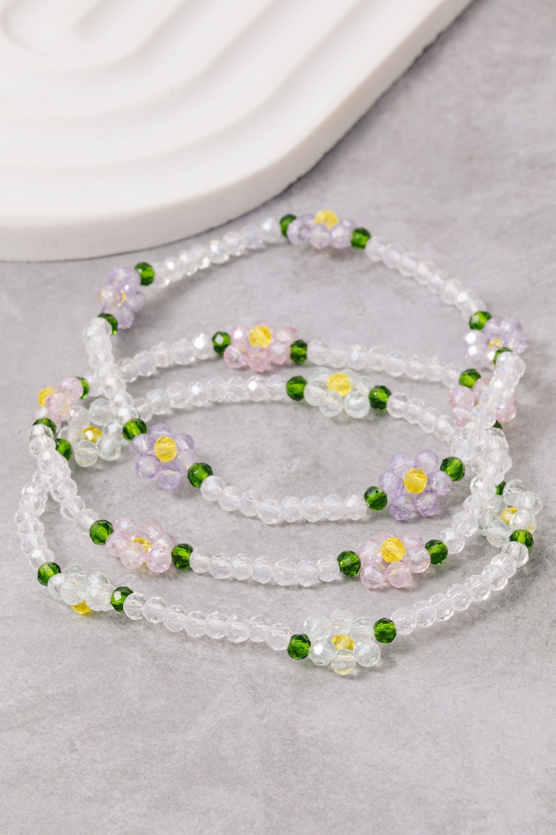 Clear Glass Bead Bracelet 3 Set