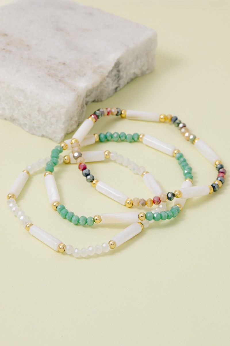 Assorted Beaded Bar Bracelet 3 Set