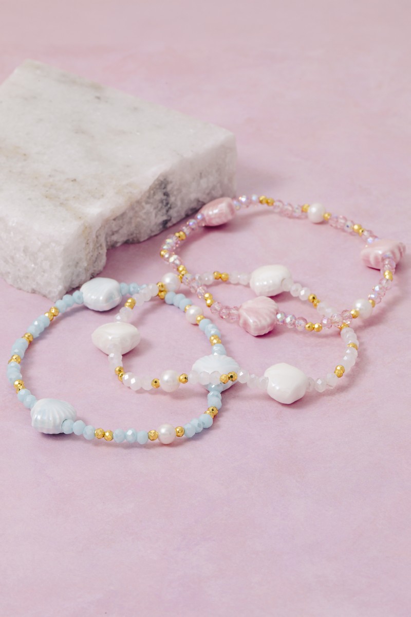 Beaded Seashell Bracelet 3 Set