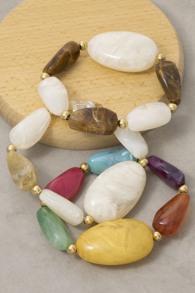 Large Marble Resin Beads Bracelet