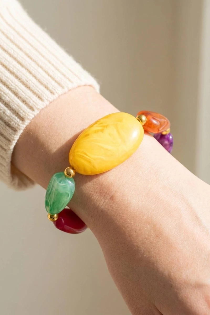 Large Marble Resin Beads Bracelet