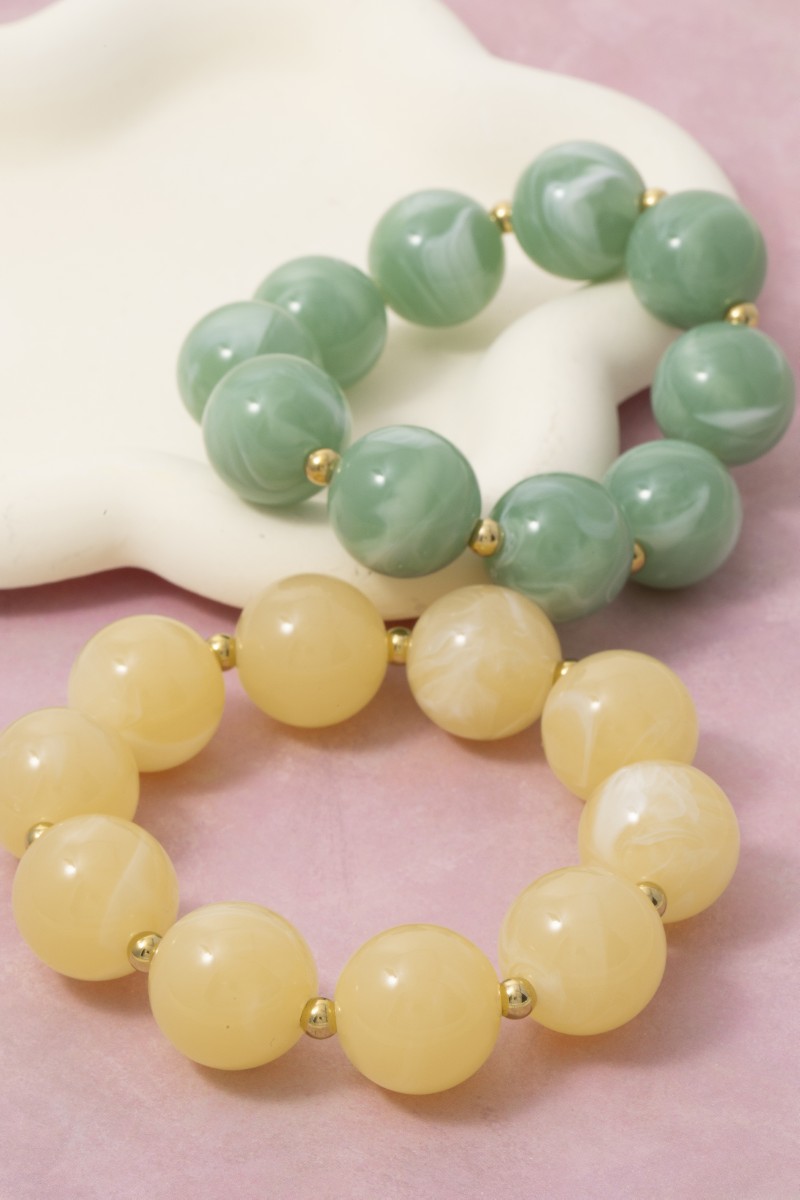 Large Marble Resin Ball Beads Bracelet