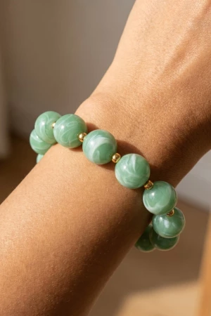 Large Marble Resin Ball Beads Bracelet