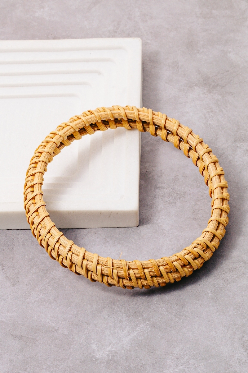 Thin Straw Basket Weave Bangle Bracelet