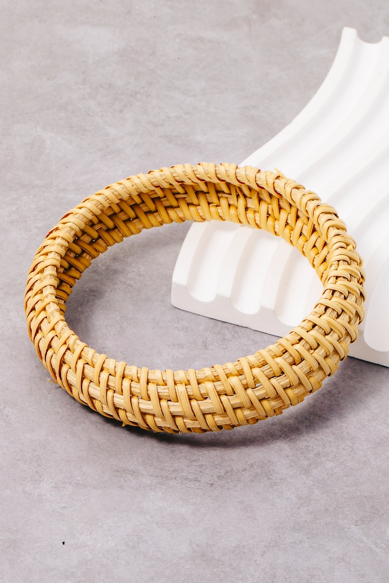 Straw Basket Weave Bangle Bracelet