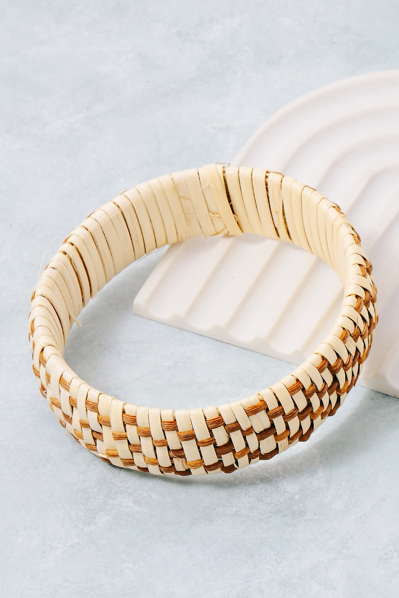 Intricate Pattern Straw Bangle Bracelet