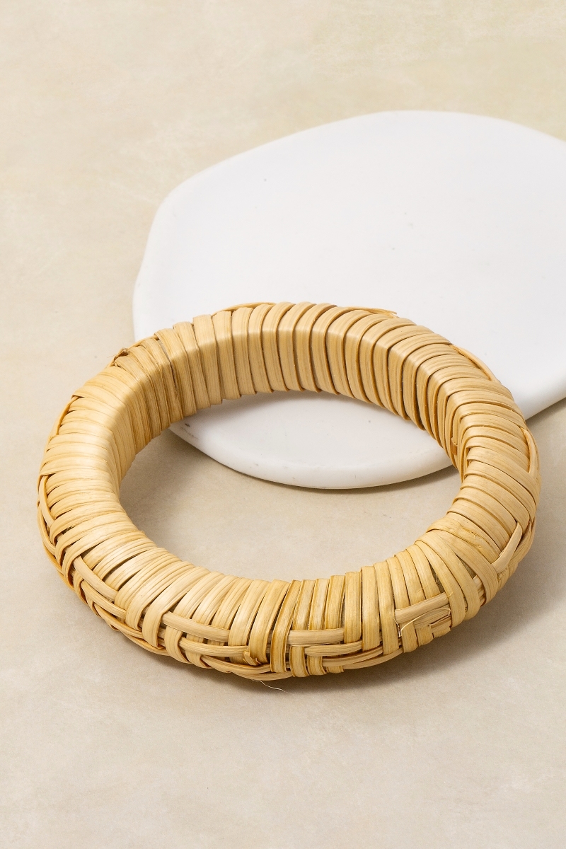 Large Straw Weave Bangle Bracelet