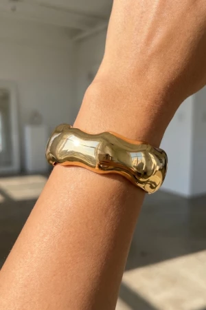 Warped Wide Hinge Bangle Bracelet