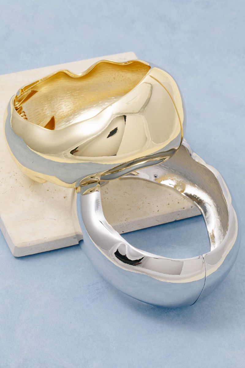 Rounded Warped Hinge Bangle Bracelet