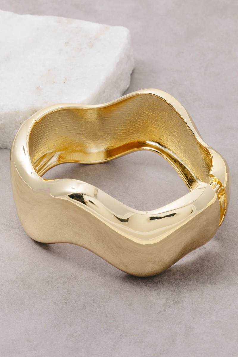 Simple Wavy Hinge Bangle Bracelet