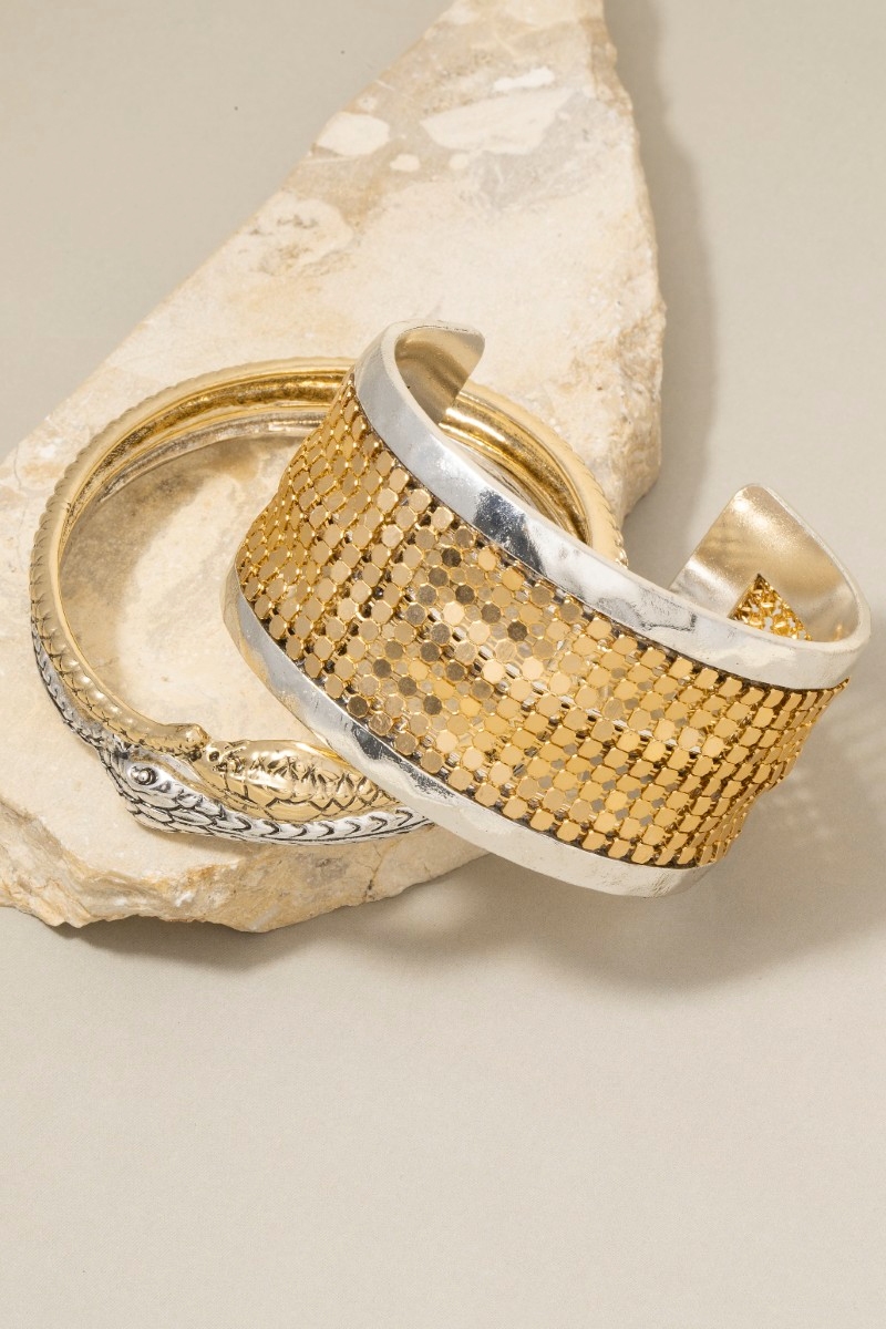 Two Tone Snake Cuff Bracelet