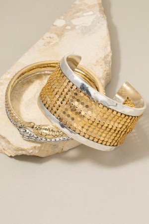 Two Tone Snake Cuff Bracelet