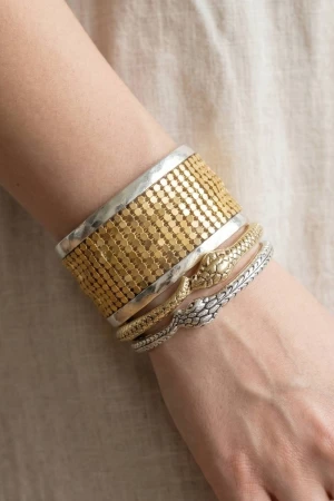 Two Tone Snake Cuff Bracelet