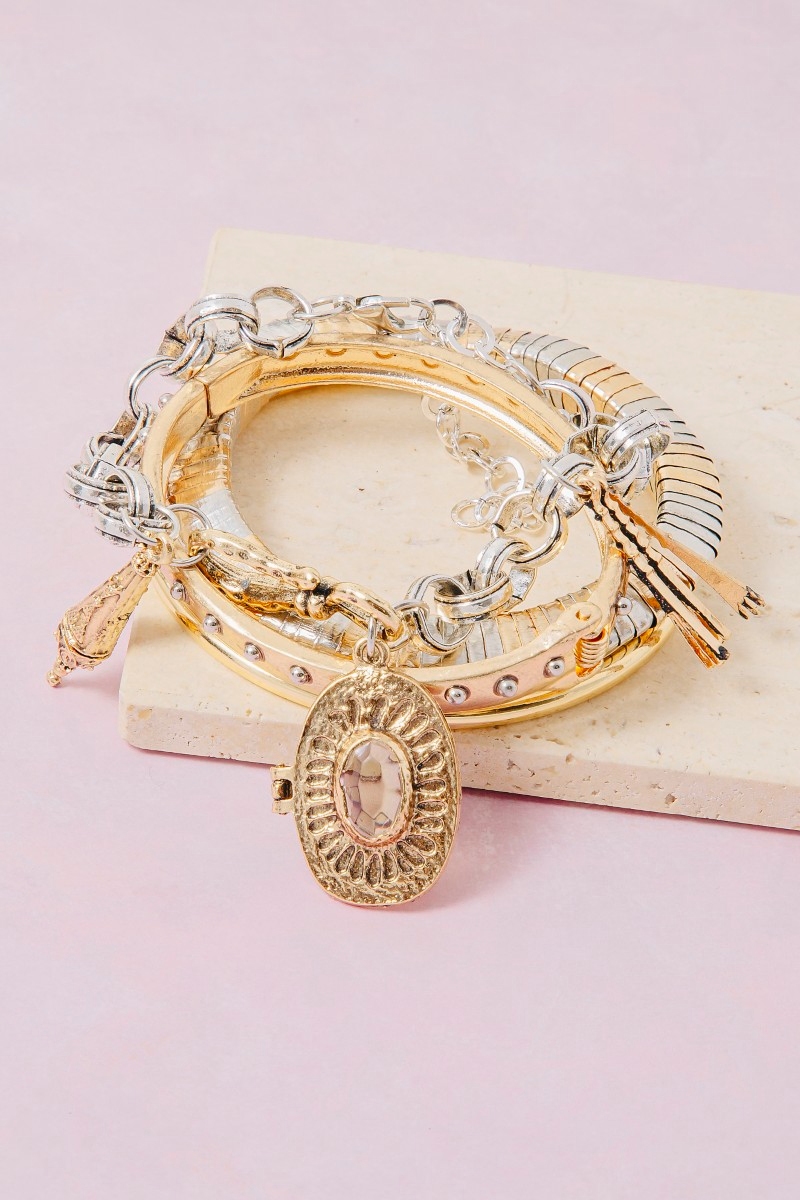 Chain Link Bangle Bracelet Set