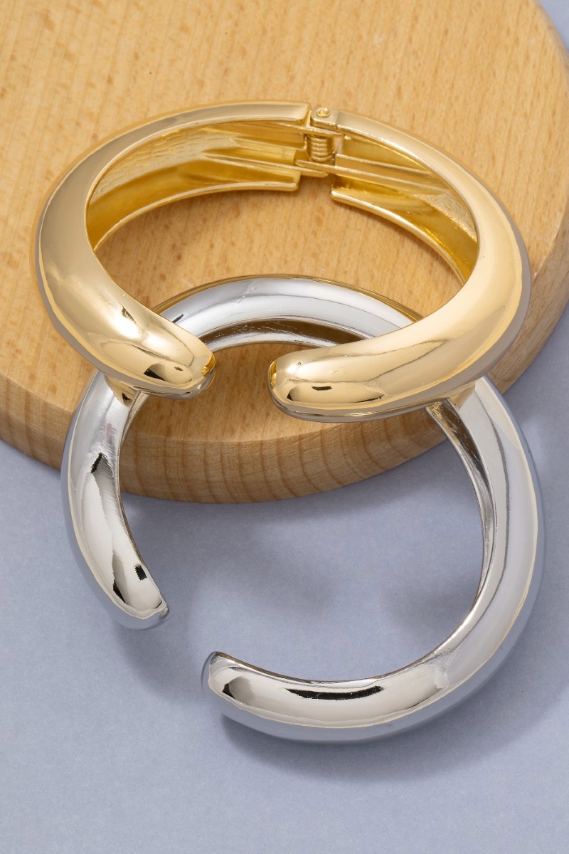 Bold Polished Dome Hinged Bangle Bracelet