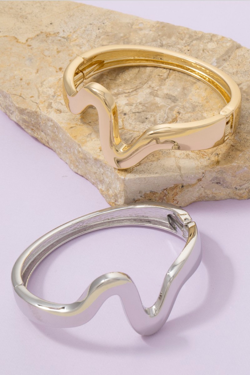 Sculptural Wave Statement Bangle Bracelet