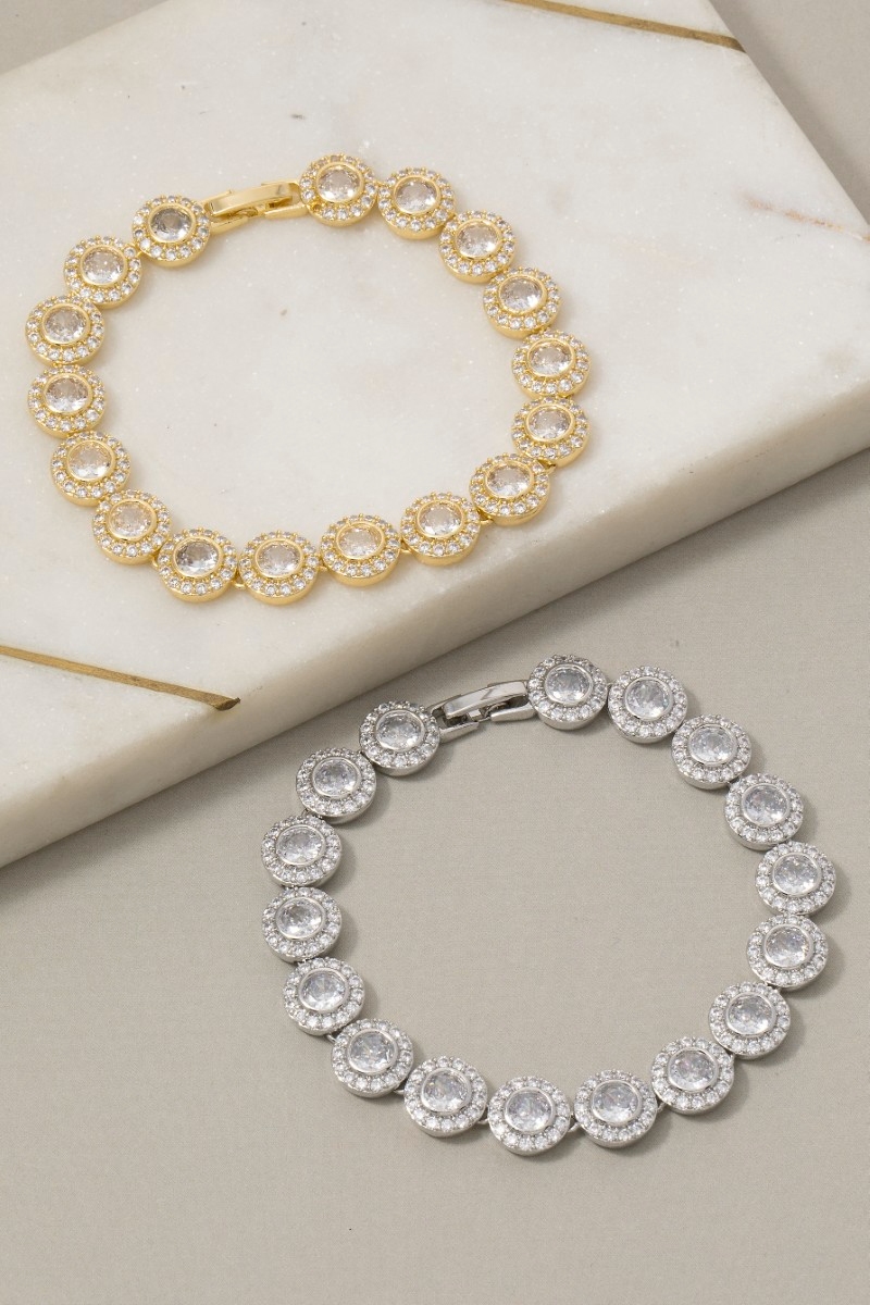 Round Cz Chain Link Bracelet