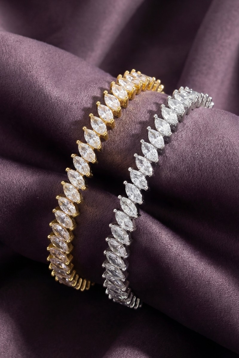 Cz Marquise Chain Link Bracelet