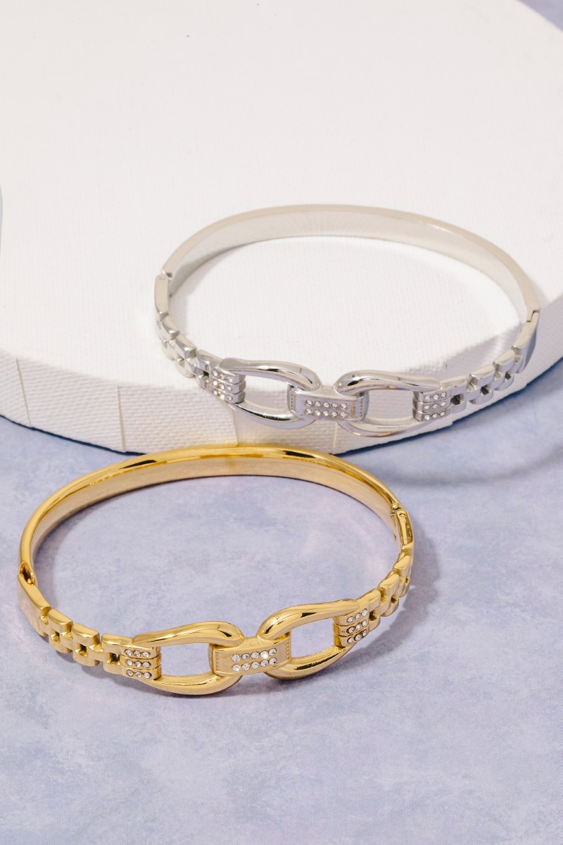 Stainless Steel Chain Clasp Bangle Bracelet