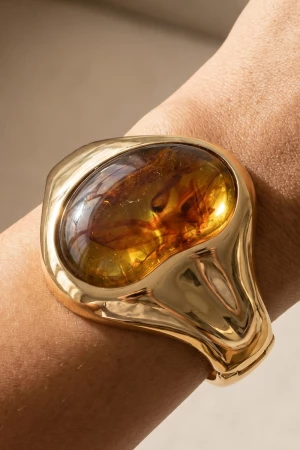 Molten Oval Cabochon Cuff Bracelet
