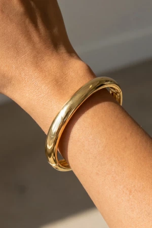 Chunky Polished Wide Tube Hinged Bracelet
