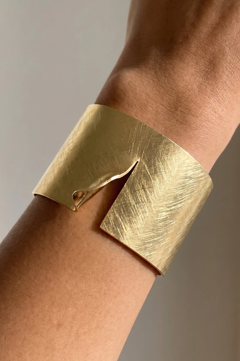 Cross Hatch Stainless Steel Wide Cuff Bracelet