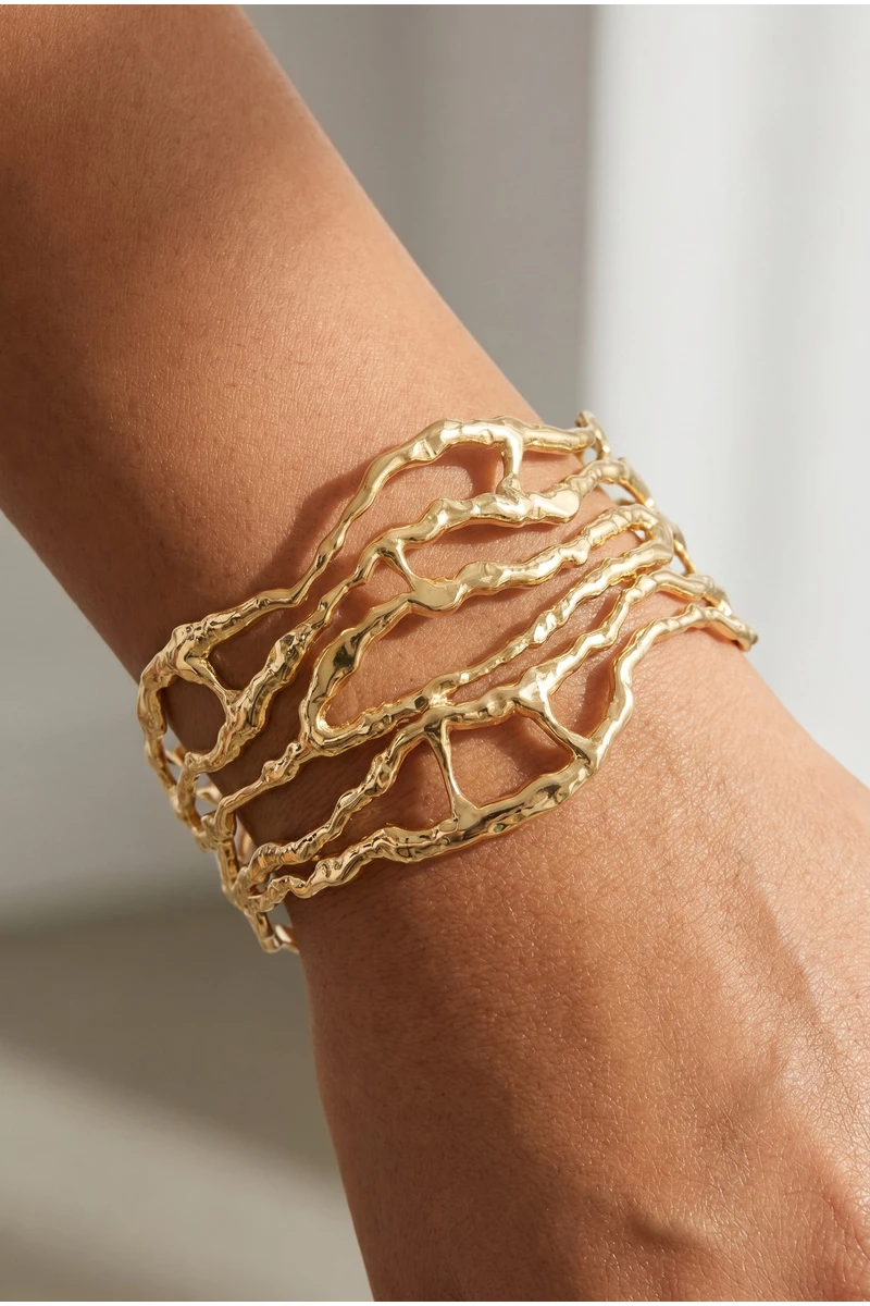 Organic Wave Cutout Wide Cuff Bracelet