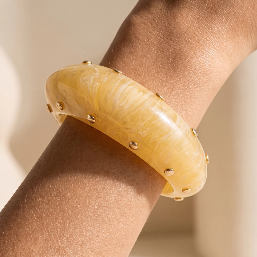 Marbled Dome Bangle With Scattered Studs
