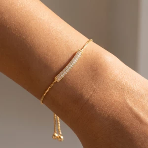 Pave Cz Bar Adjustable Bolo Bracelet