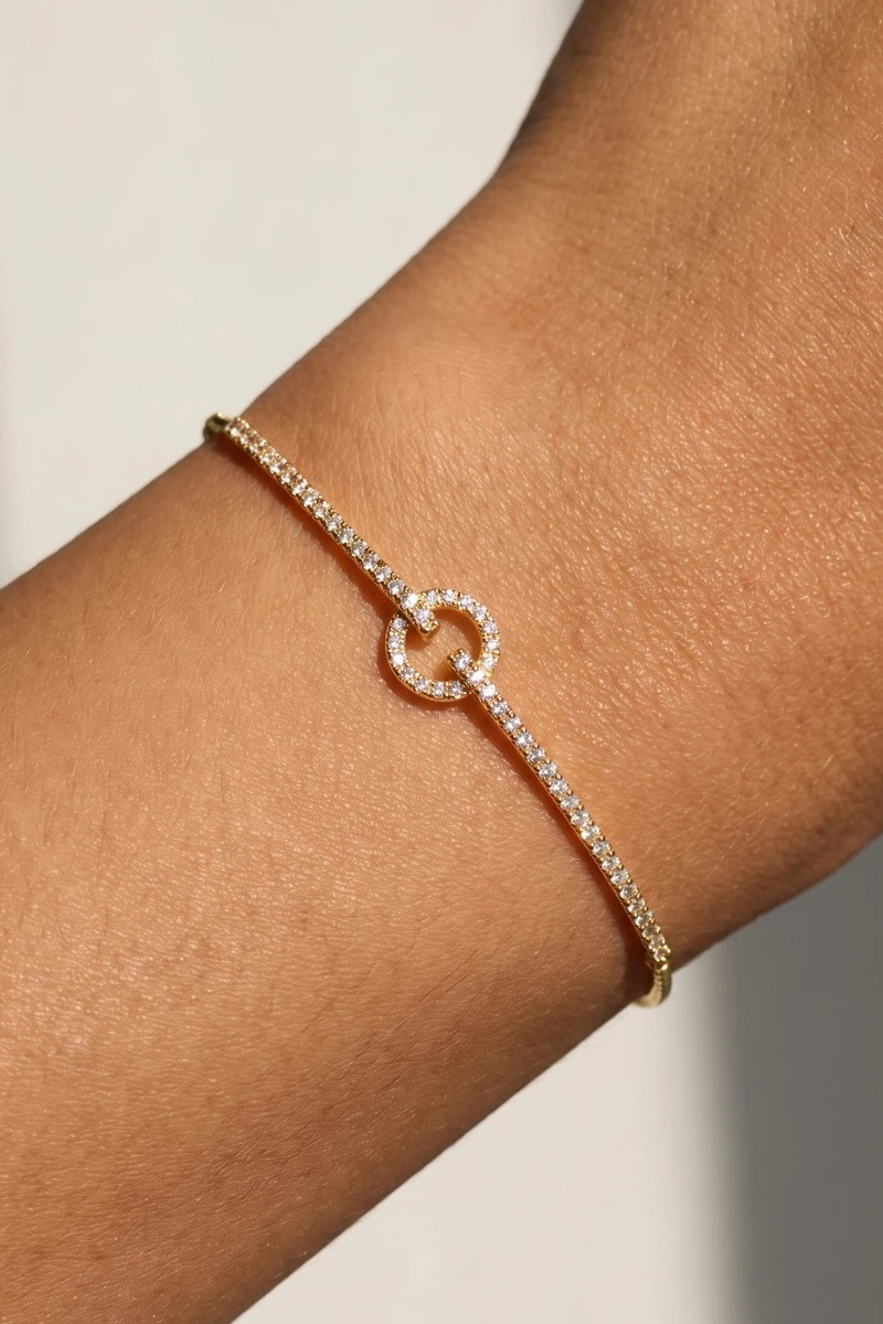 Interlocking Circle Pave Slider Bracelet