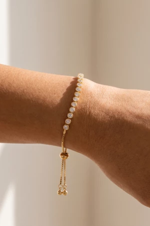 Milgrain Bezel Cz Tennis Bolo Bracelet
