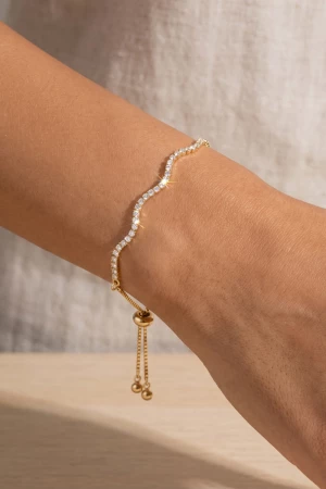 Wavy Cz Tennis Adjustable Bolo Bracelet