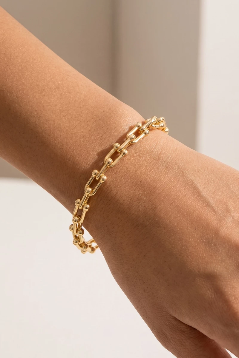Polished U Link Hardware Cuff Bracelet