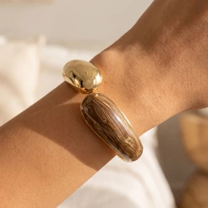 Enamel Teardrop Bypass Hinged Bangle Bracelet