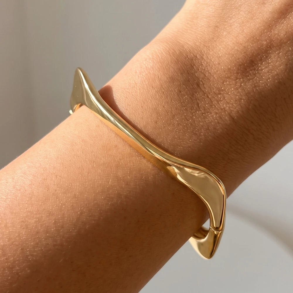 Squared Sculpted Slim Bangle Bracelet