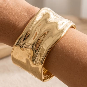 Wide Molten Crinkle Cuff Bracelet