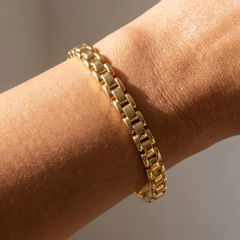 Watch Link Row Hinged Bangle Bracelet