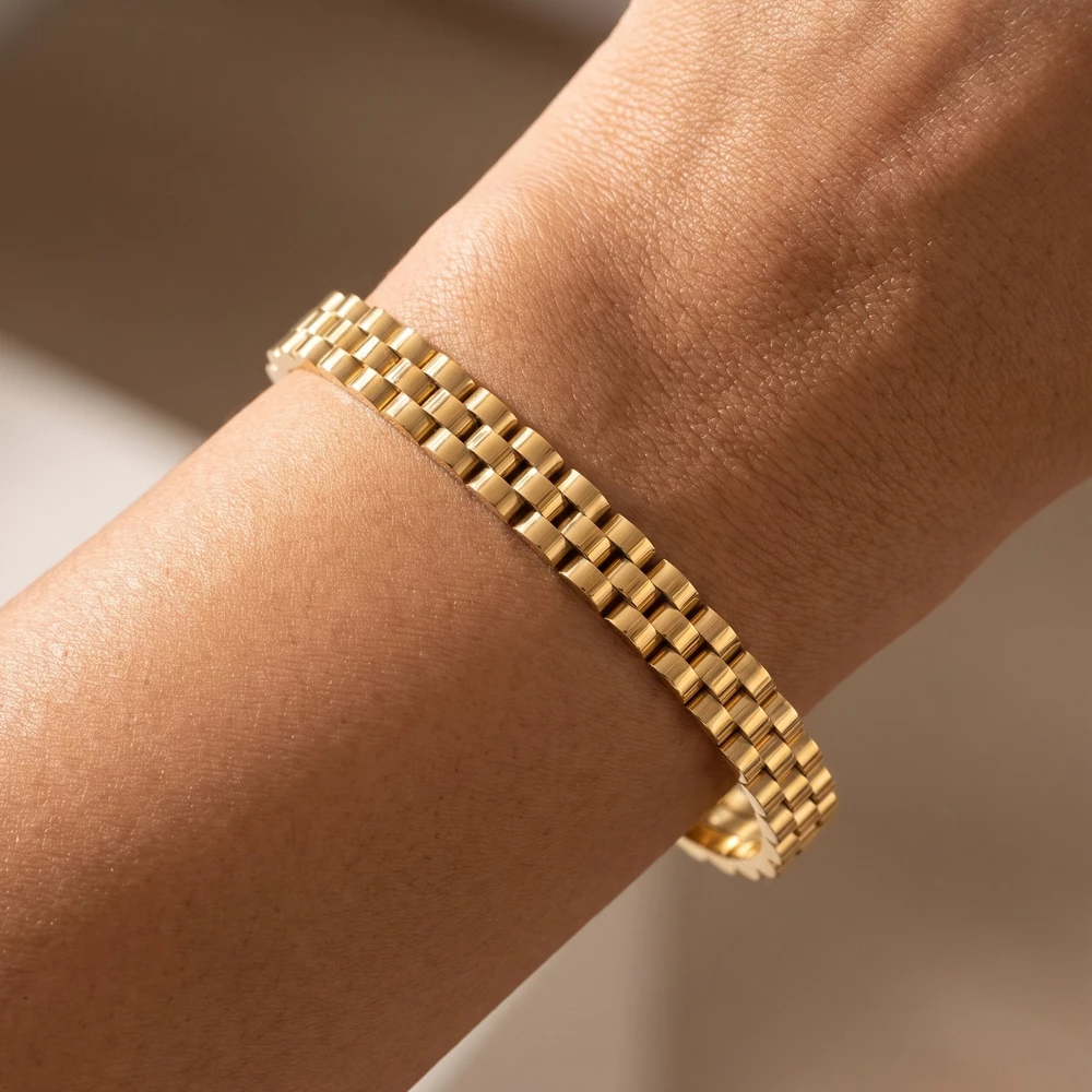Slim Watch Band Link Bangle Bracelet
