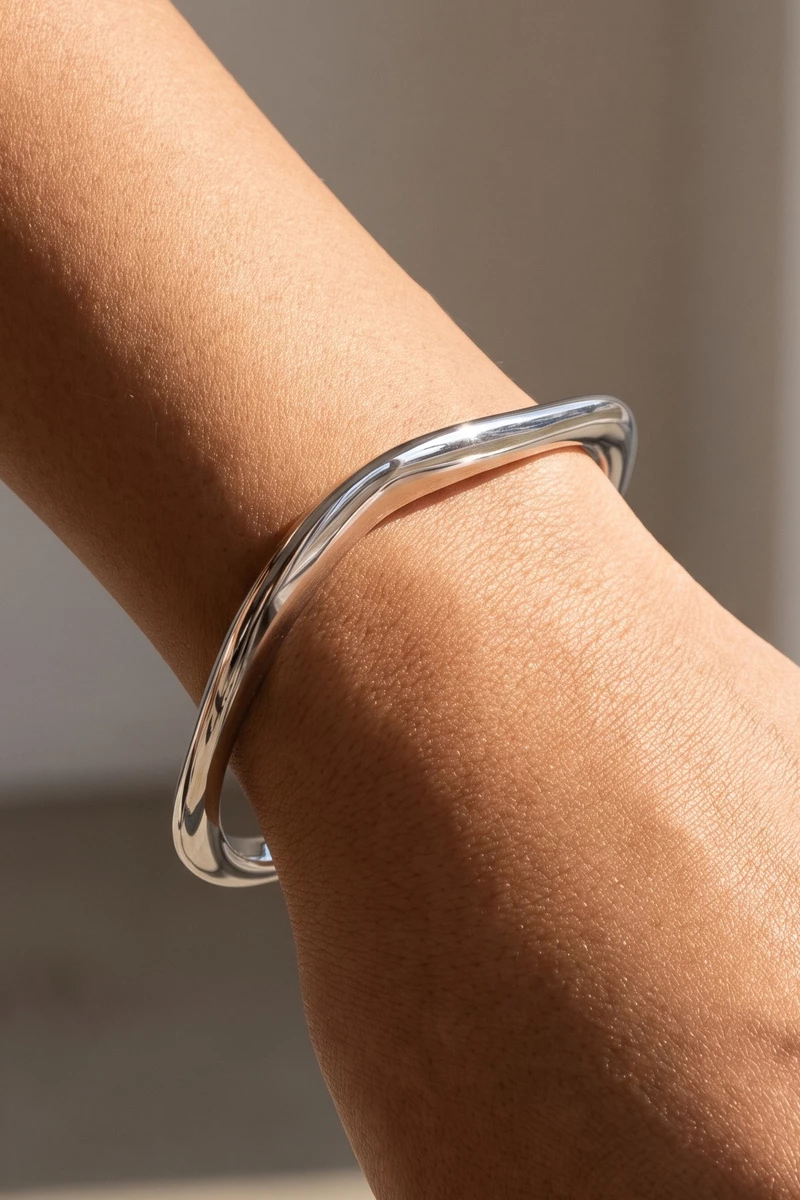 Squared Organic Polished Bangle
