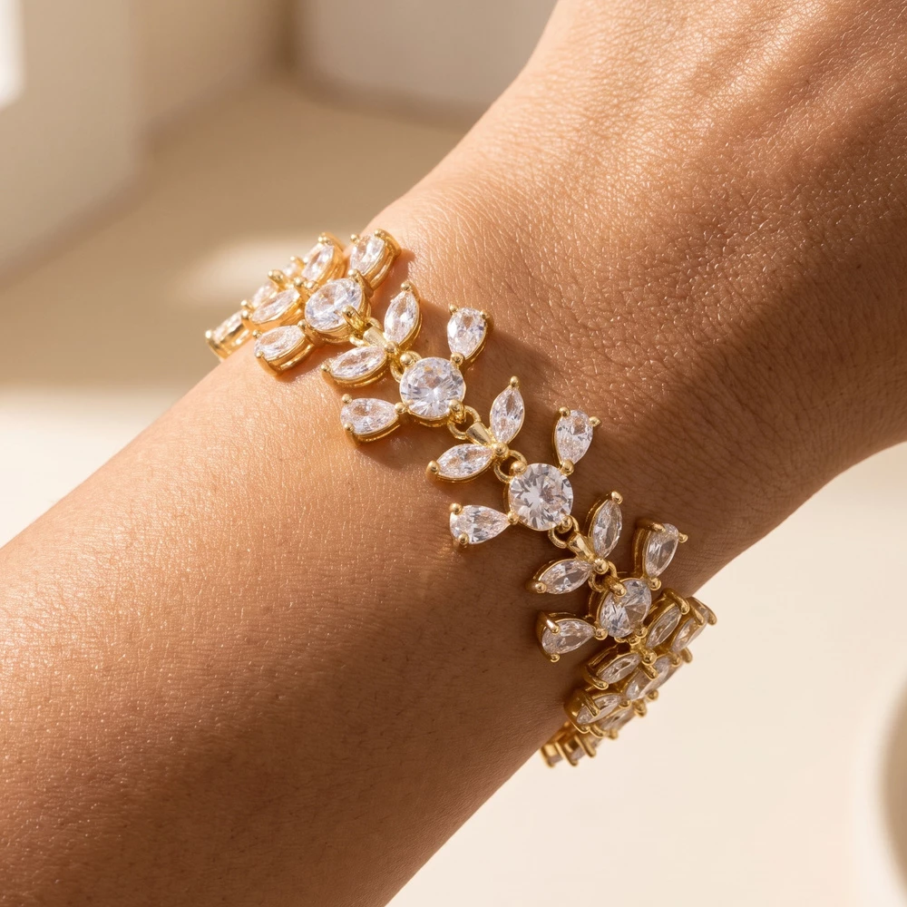 Marquise Cz Vine Leaf Tennis Bracelet