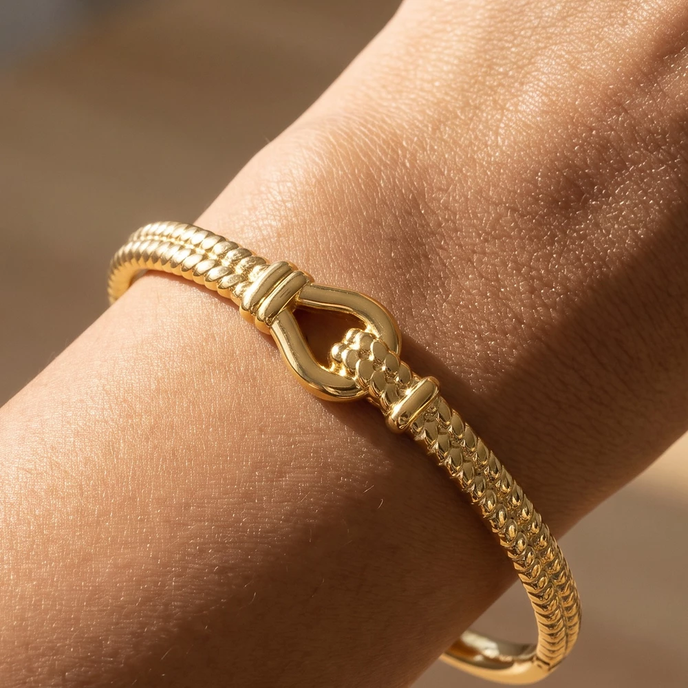 Rope Coil Knot Closure Bangle Bracelet
