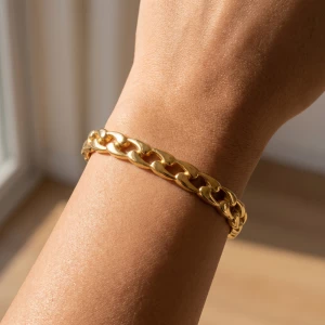 Curb Chain Link Design Hinged Bangle Bracelet