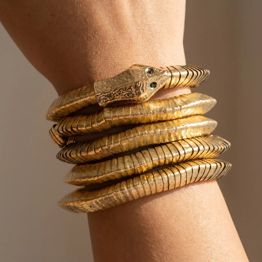 Snake Head Coil Wrap Bracelet