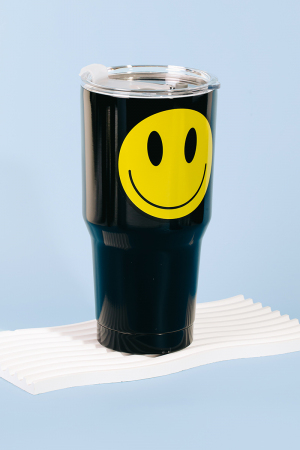 Glossy Yellow Smiley Face Tumbler
